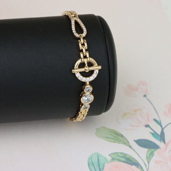 "Sparkling Designer Toggle Clasp Rose Gold Bracelet, XPBL0931 - Picture 8 of 12